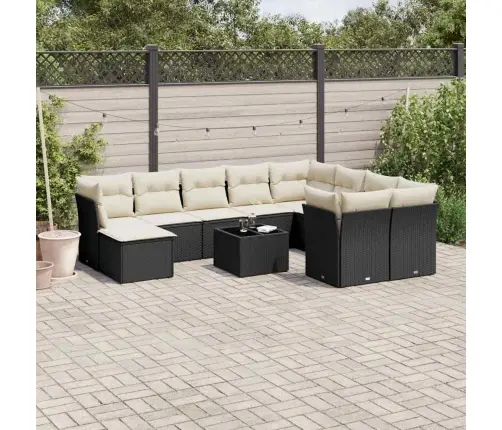 Sodo Komplektas Su Pagalvėlėmis, 11 Dalių, Juodas, Poliratanas