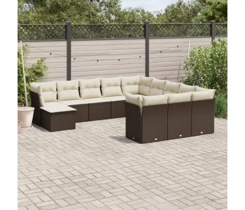 12-Daļīgs Dārza Dīvāna Komplekts, Matrači, Brūna Pe Rotangpalma Vidaxl