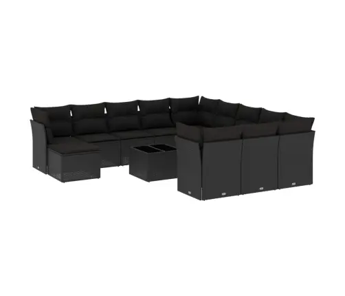 13-Osaline Aiadiivani Komplekt Patjadega, Must, Polürotang