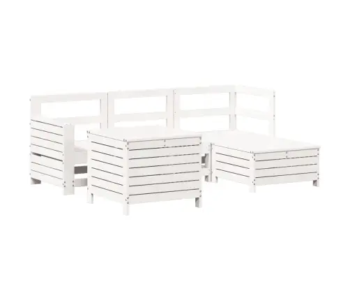 5-Daļīgs Dārza Mēbeļu Komplekts, Priedes Masīvkoks, Balts Vidaxl