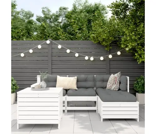 5-Daļīgs Dārza Mēbeļu Komplekts, Priedes Masīvkoks, Balts Vidaxl