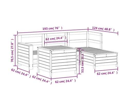 Sodo Sofos Komplektas, 5 Dalių, Douglas Eglės Masyvas