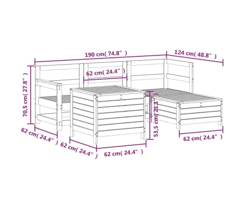 5-Daļīgs Dārza Dīvānu Komplekts, Impregnēts Priedes Koks Vidaxl