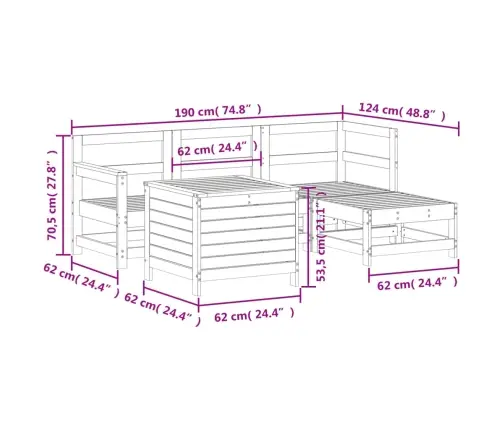5-Osaline Aiadiivani Komplekt, Männipuit