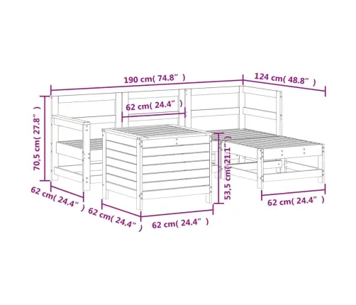 5-Daļīgs Dārza Dīvānu Komplekts, Impregnēts Priedes Koks Vidaxl
