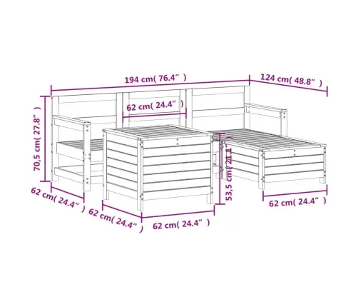 5-Daļīgs Dārza Dīvānu Komplekts, Impregnēts Priedes Koks Vidaxl