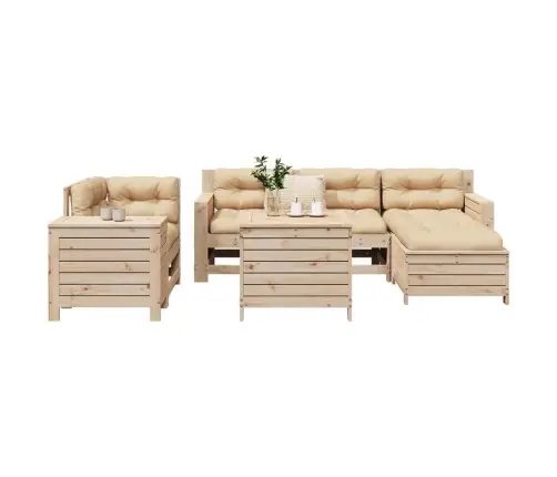 7-Daļīgs Dārza Dīvānu Komplekts, Priedes Masīvkoks Vidaxl