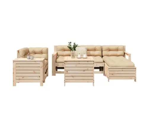 7-Daļīgs Dārza Dīvānu Komplekts, Priedes Masīvkoks Vidaxl