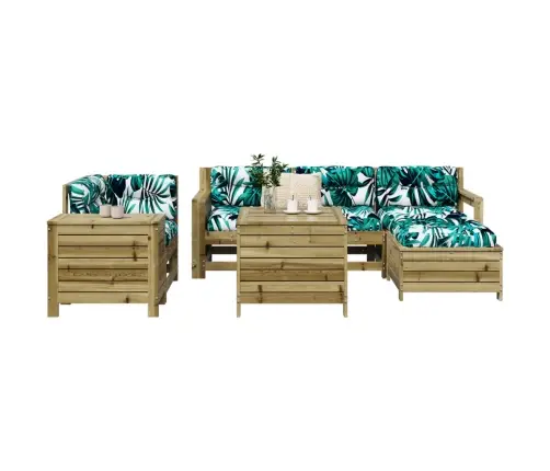 Sodo Sofos Komplektas, 7 Dalių, Impregnuota Pušis