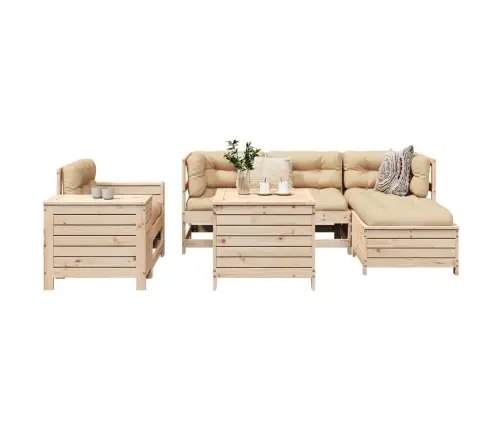 7-Daļīgs Dārza Dīvānu Komplekts, Priedes Masīvkoks Vidaxl