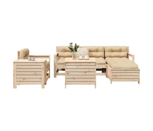 7-Daļīgs Dārza Dīvānu Komplekts, Priedes Masīvkoks Vidaxl