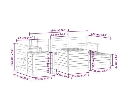 7-Daļīgs Dārza Dīvānu Komplekts, Impregnēts Priedes Koks Vidaxl
