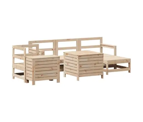 Sodo Sofos Komplektas, 7 Dalių, Pušies Medienos Masyvas