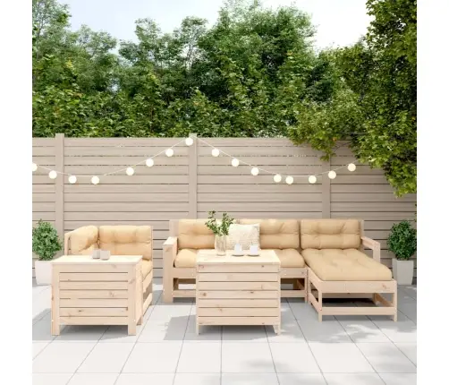 Sodo Sofos Komplektas, 7 Dalių, Pušies Medienos Masyvas