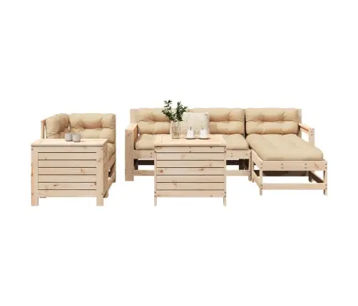 Sodo Sofos Komplektas, 7 Dalių, Pušies Medienos Masyvas