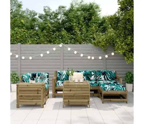 7-Daļīgs Dārza Dīvānu Komplekts, Impregnēts Priedes Koks Vidaxl