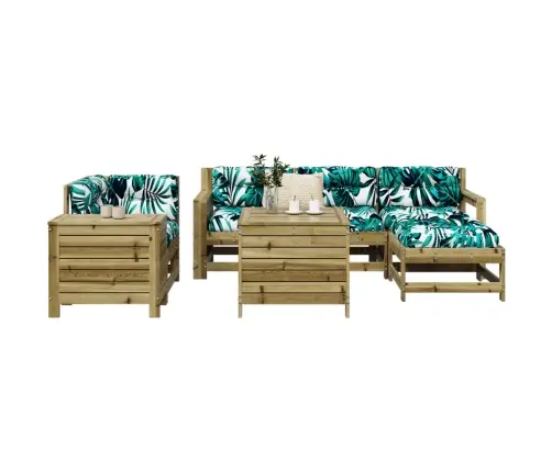 7-Daļīgs Dārza Dīvānu Komplekts, Impregnēts Priedes Koks Vidaxl