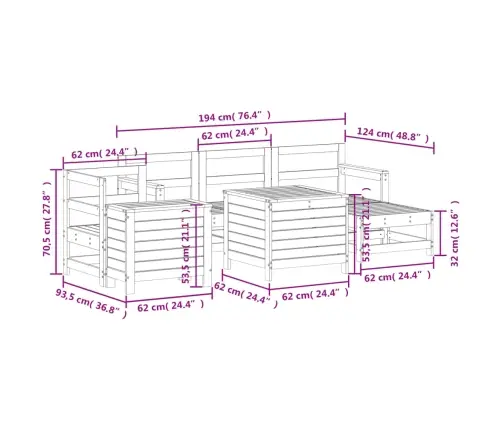 7-Osaline Aiadiivani Komplekt, Männipuit