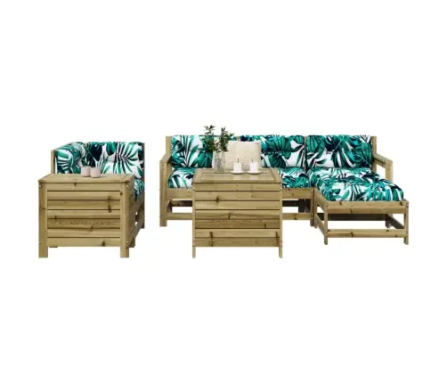 7-Daļīgs Dārza Dīvānu Komplekts, Impregnēts Priedes Koks Vidaxl