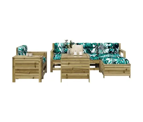 7-Daļīgs Dārza Dīvānu Komplekts, Impregnēts Priedes Koks Vidaxl