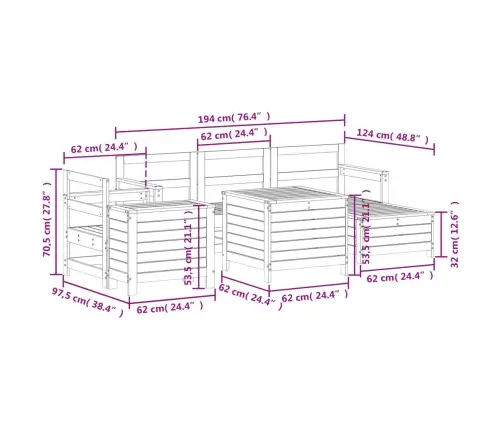7-Osaline Aiadiivani Komplekt, Männipuit