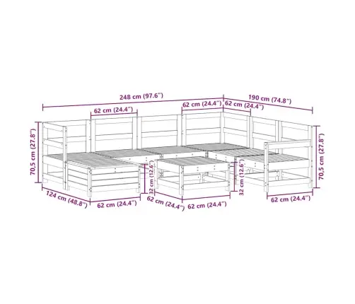 8-Daļīgs Dārza Dīvānu Komplekts, Impregnēts Priedes Koks Vidaxl