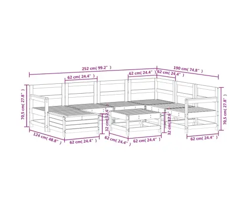 8-Daļīgs Dārza Dīvānu Komplekts, Priedes Masīvkoks Vidaxl