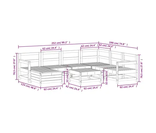 8-Osaline Aiadiivani Komplekt, Valge, Männipuit