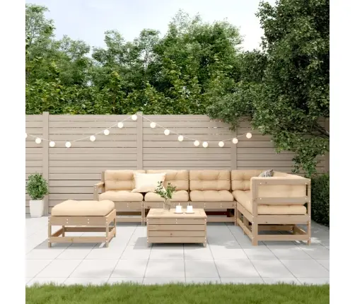 8-Daļīgs Dārza Atpūtas Mēbeļu Komplekts Ar Pelēkiem Matračiem Vidaxl