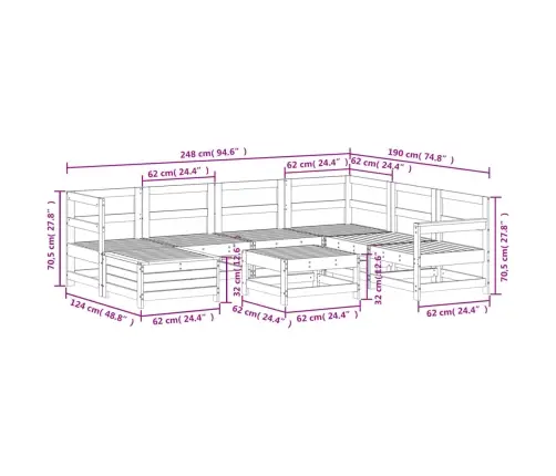 8-Daļīgs Dārza Dīvānu Komplekts, Egles Masīvkoks Vidaxl
