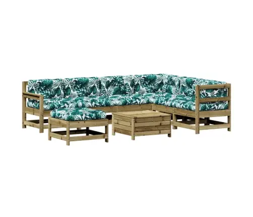 8-Daļīgs Dārza Atpūtas Mēbeļu Komplekts Ar Matračiem, Priede Vidaxl