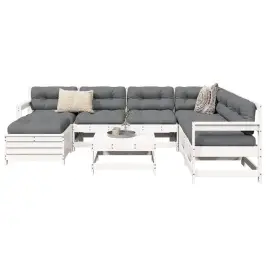 8-Osaline Aiadiivani Komplekt, Valge, Männipuit