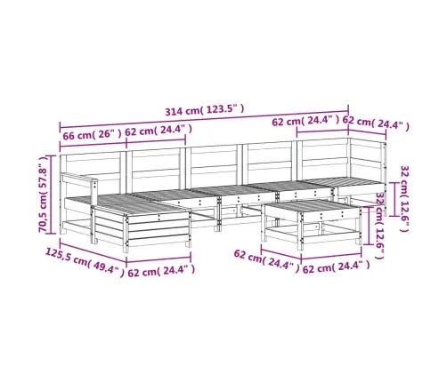 7-Daļīgs Dārza Mēbeļu Komplekts, Priedes Masīvkoks Vidaxl