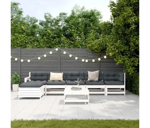 7-Osaline Aiamööbli Komplekt, Valge, Täismännipuit