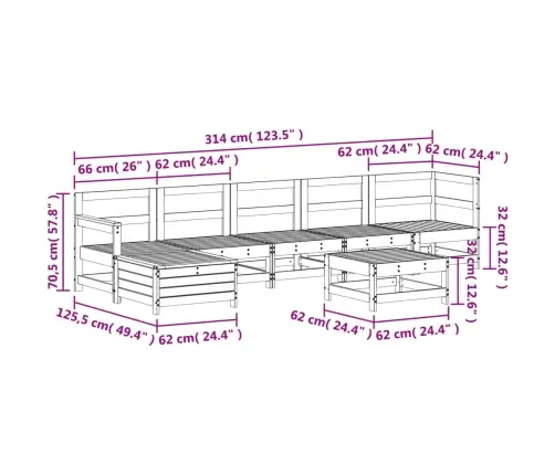 7-Daļīgs Dārza Mēbeļu Komplekts, Duglasa Egles Masīvkoks Vidaxl