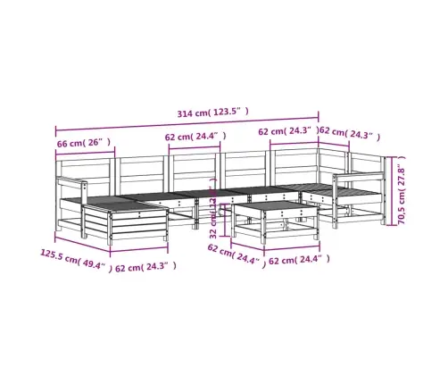 8-Daļīgs Dārza Dīvānu Komplekts, Impregnēts Priedes Koks Vidaxl