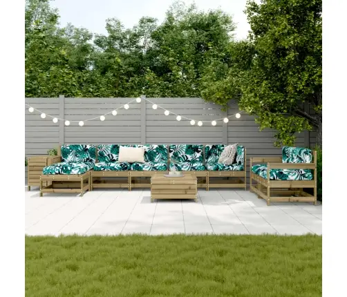 10-Daļīgs Dārza Dīvānu Komplekts, Impregnēts Priedes Koks Vidaxl