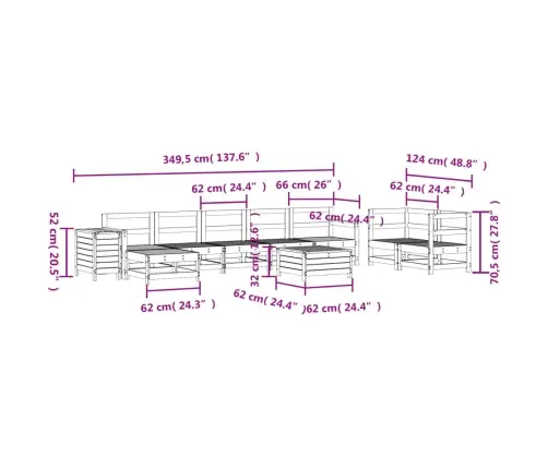 Sodo Sofos Komplektas, 10 Dalių, Pušies Medienos Masyvas