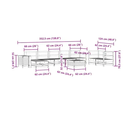 10-Osaline Aiadiivani Komplekt, Immutatud Männipuit