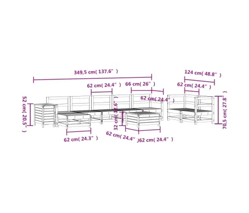 10-Daļīgs Dārza Dīvānu Komplekts, Impregnēts Priedes Koks Vidaxl