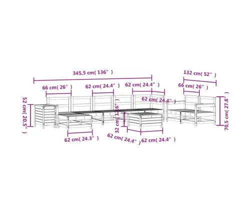 10-Osaline Aiadiivani Komplekt, Valge, Männipuit