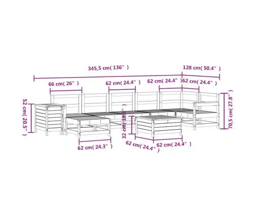 9-Daļīgs Dārza Dīvānu Komplekts, Priedes Masīvkoks Vidaxl