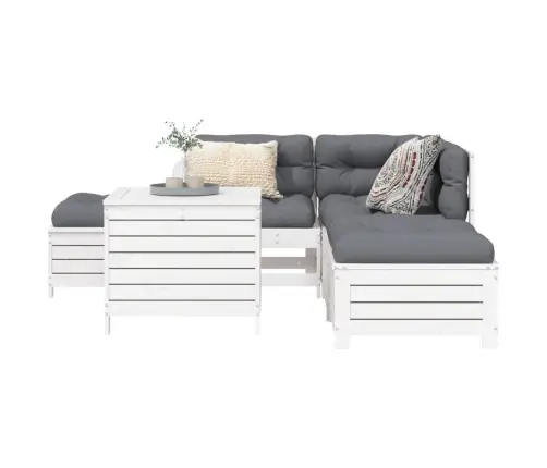 6-Osaline Aiadiivani Komplekt, Valge, Männipuit