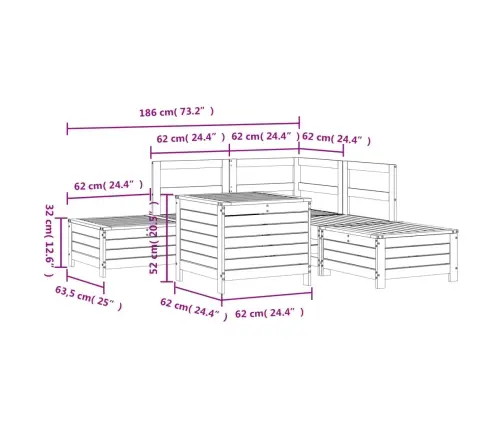 Sodo Sofos Komplektas, 6 Dalių, Douglas Eglės Masyvas