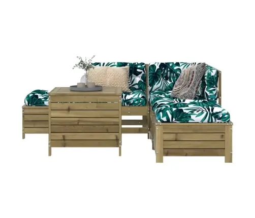 6-Daļīgs Dārza Dīvāna Komplekts, Impregnēts Priedes Koks Vidaxl