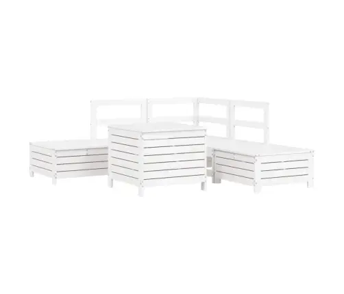 Sodo Sofos Komplektas, 6 Dalių, Baltas, Pušies Medienos Masyvas