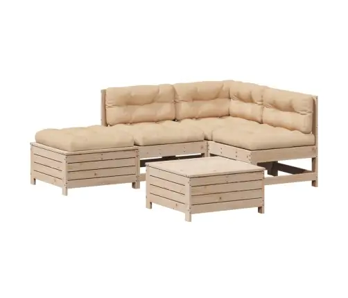 5-Osaline Aiamööbli Komplekt Patjadega, Männipuit