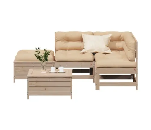 5-Osaline Aiamööbli Komplekt Patjadega, Männipuit