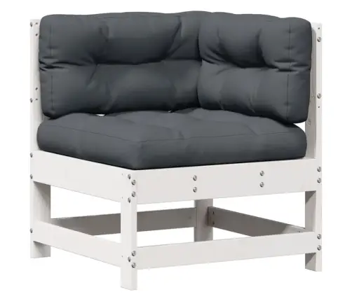 5-Osaline Aiamööbli Komplekt Patjadega, Valge, Männipuit