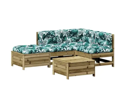 5-Daļīgs Dārza Atpūtas Mēbeļu Komplekts Ar Matračiem, Priede Vidaxl